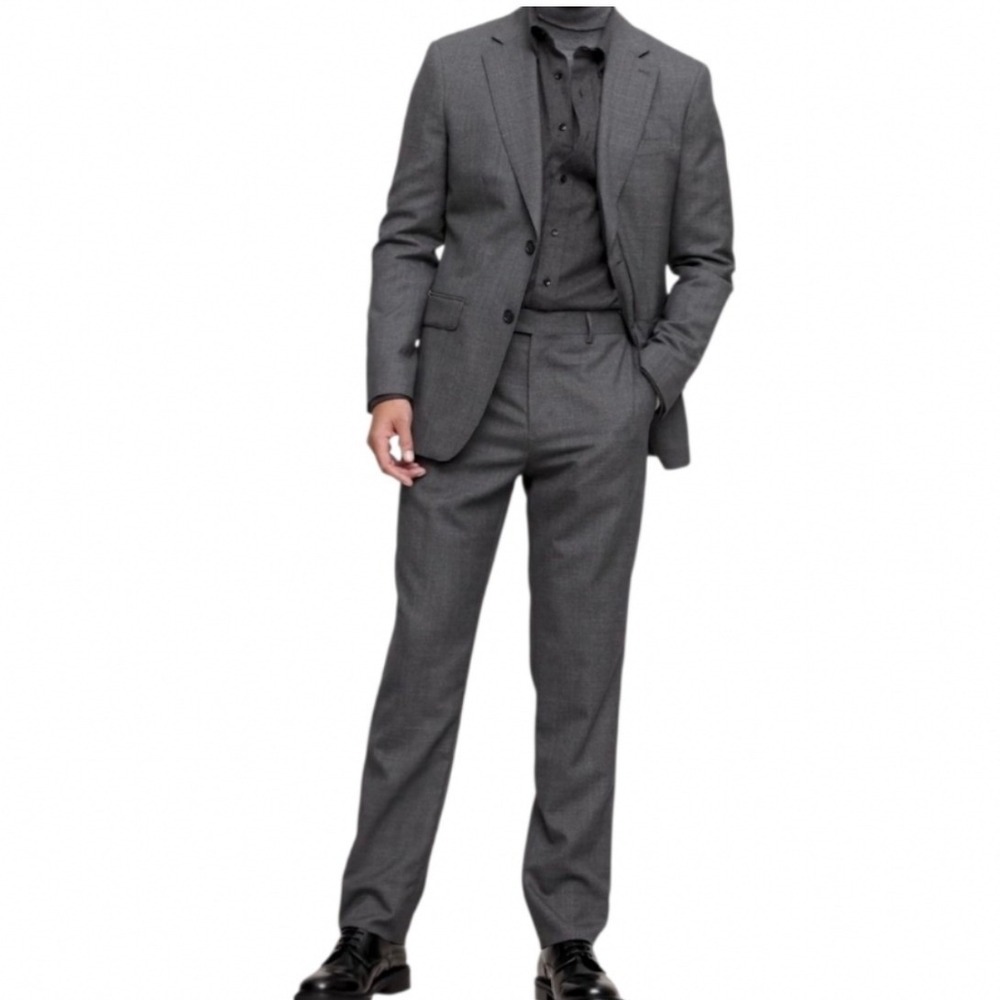 Banana Republic Blazer 46R Dark‎ Charcoal Tailored Slim Fit Wool Blend 2-Button